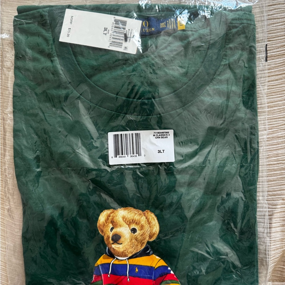 Polo by Ralph Lauren Green Tee with Bear Design